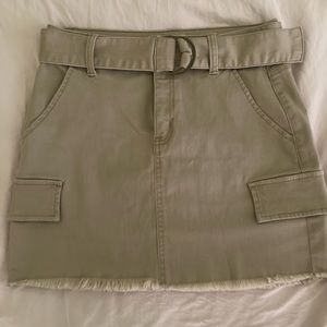 Khaki belted mini skirt - 27in. waist